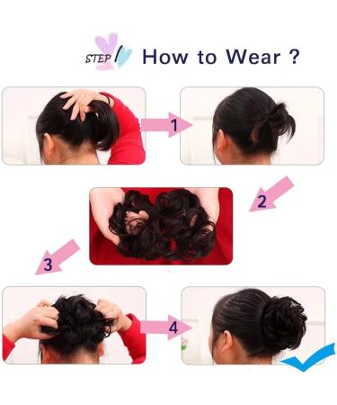 iLUU Pink Hair Bun Extensions Hairpiece Wavy Curly Messy Donut Chignons Hair Piece Wig Hairpiece Wig Hair Buns for Girl Women Lady 2pcs/package 2311# #2311-pink - Buy Online on GoSupps.com