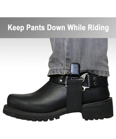 Adjustable Elastic Boot Straps for Biker Men & Women - Black 4-Piece Set - Buy Online on GoSupps.com
