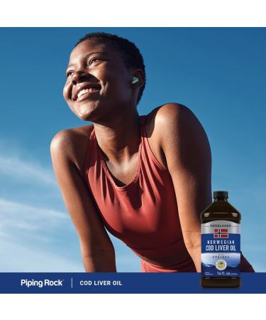 Piping Rock Cod Liver Oil Liquid | 16 fl oz | with EPA and DHA | Engelvaer Norwegian | Lemon Flavor | Non GMO Gluten Free Supplement - Buy Online on GoSupps.com