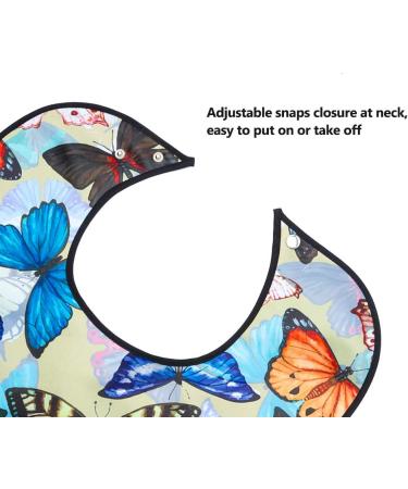 Bacaby Adult Bibs 3 Pack for Elderly Women - Butterfly Design, Washable & Reusable - 33.5 x 18 - Clothing Protector for Eating - Buy Online on GoSupps.com
