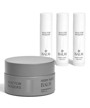 Doctor Rogers Protect & Soothe Bundle: Healing Balm Jar (1oz) & Lip Balm (3 pack)