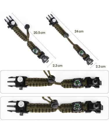 Flintronic 8-in-1 Survival Bracelet Kit | Paracord Survival Gear with Lighter Compass Thermometer Multitool LED Light & Waterproof Design - Ideal for Outdoor Adventures - Buy Online on GoSupps.com