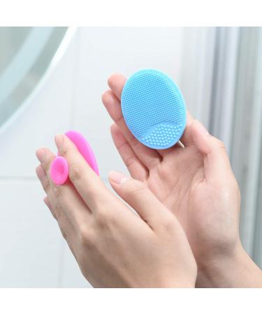 Baby Bath Silicone Brush 2 Pack for Dry Skin Cradle Cap Brush and Comb Cradle Cap and Eczema + Soft Training Silicone Finger Toothbrush for Baby Kids Children Pink & Blue - Buy Online on GoSupps.com