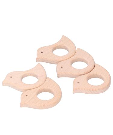 Beech Wooden Bird Teething Toys Set for Natural Pain Relief - 5 Pcs DIY Baby Teether Handiwork Accessory - Buy Online on GoSupps.com