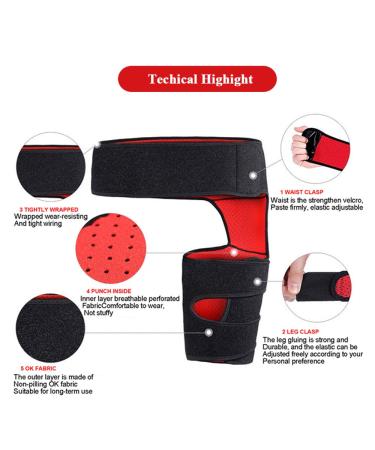 Buy Adjustable Groin Support Wrap for Men & Women - Hip Compression Brace for Pain Relief & Recovery | Thigh Leg Support Sleeve - Black One Size - Buy Online on GoSupps.com
