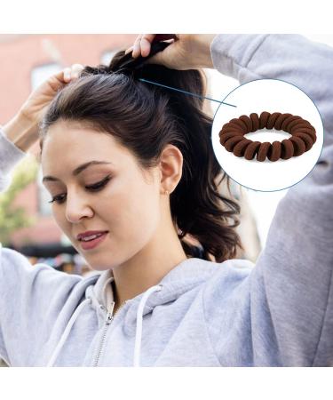 Spiral Hair Ties - 24 Pieces Ponytail Holders for Women, Girls - No Crease Coil Hair Ties for Thick, Thin Hair - Phone Cord Hair Ties - Light Brown, Dark Brown, Dark Grey, Black - Buy Online on GoSupps.com