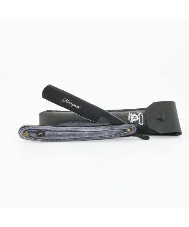Haryali London Cut Throat Raziet - Wooden handle Straight Razor - Professional barber razor for men mustache & beard men razor set - black gray (point scale)