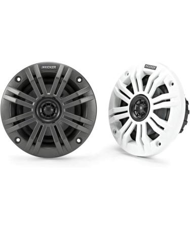 KICKER KM4 4 Marine Coaxial Speakers - 4-Ohm - Charcoal/White Grilles - Buy Online on GoSupps.com