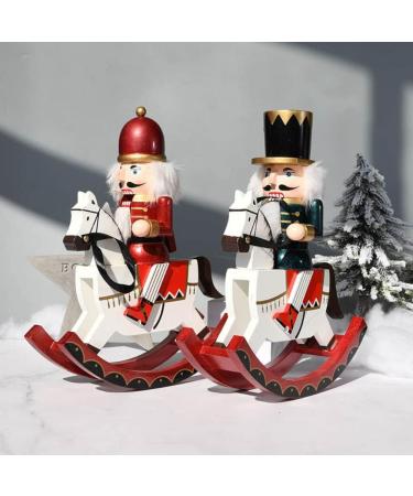 Wooden Rocking Horse Christmas Nutcracker Decorations 12 Inch Nutcracker Soldier Figurine Ride Rocker Horse Toy Xmas Gift Collectible Holiday Decor Home Ornaments Christmas Decoration(A) - Buy Online on GoSupps.com