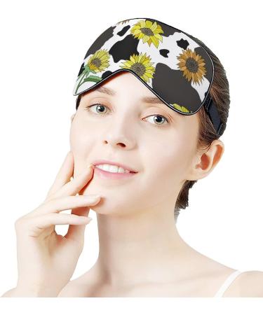 Buy Cow Print with Sunflowers Sleep Mask - Adjustable Eye Shades for Women | International Shipping Available - Buy Online on GoSupps.com