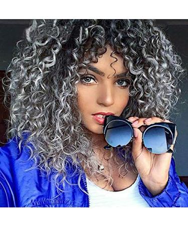 Camal elec gray afro confused curly wig synthetic wig curly hair cosplay wigs human hair wigs for black women 12 inches