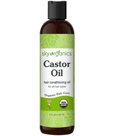 Sky Organics Organic Castor Oil for Hair, Lashes & Brows, 100% Pure & Cold-Pressed USDA Certified Organic to Strengthen, Moisturize & Condition, 8 fl. Oz 8 Fl Oz (Pack of 1)