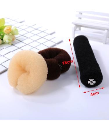 Black Hair Donut Hair Donut Bun Maker Hair Bun Shaper Hair Roll Tool Hair Bun Accessories for Women Nylon Hair Band with Buckle Lazy Hair Rings Tool - Buy Online on GoSupps.com
