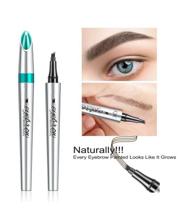 Long-Lasting Waterproof Microblading Eyebrow Pencil - 4 Tip Eyebrow Pen in Smoke Gray | Natural Makeup - Buy Online on GoSupps.com