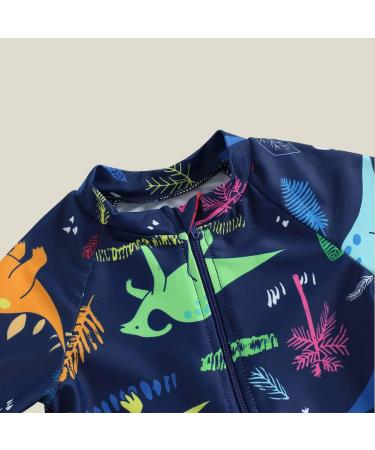 PythJooh Baby Boy Swimsuit | Zipper Rash Guard One Piece | Shark Print Shorts | 3-4 Years | Navy Dinosaur - Buy Online on GoSupps.com
