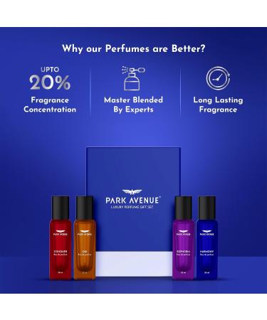 Park. Avenue Luxury Perfume Gift Set for Men 4x20 ml | Euphoria Conquer Harmony & Oud Perfume | Eau De Parfum | Premium Luxury Perfume for Corporate Man | Perfume for men Long Lasting Smell - Buy Online on GoSupps.com