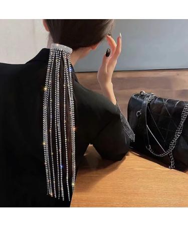 Buy Tasseled Rhinestone Hair Clips - Stylish Barrette Accessories for Girls | Silver 39cm - International Shipping Available - Buy Online on GoSupps.com
