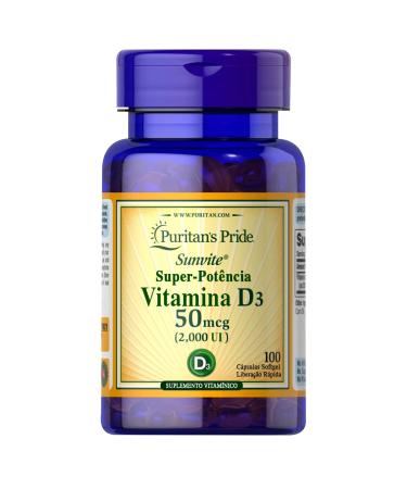 Puritan's Pride Vitamin D3 2000 IU-100 Softgels - Buy Online on GoSupps.com