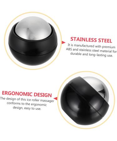 Plafope Handheld Massage Ball - Portable Ice Roller Massager for Face & Body | Cold Therapy & Relaxation Device 6.5x6.5cm - Black - Buy Online on GoSupps.com