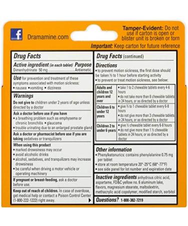Dramamine Chewable Orange Motion Sickness Relief | 8 Count x 3 Pack | Fast-Acting Formula - Buy Online on GoSupps.com