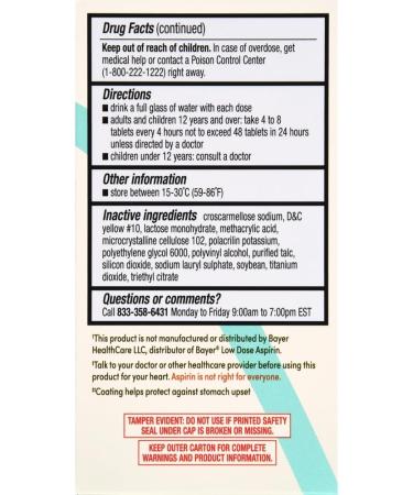 Foster & Thrive Aspirin Low Dose 81 mg Enteric Coated Tablets Doctor Recommended Secondary Prevention of Cardiovascular Disease 300 Coated Tablets (Pack of 2) - Buy Online on GoSupps.com