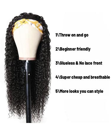 NICMISS 16 Inch Deep Wave Headband Wig | Brazilian Virgin Human Hair | Natural Black Color | 150% Density | Glueless Wear and Go Wig for Black Women - Buy Online on GoSupps.com