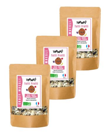 Toomaï - TUTTI FRUTTI fruit muesli | ORGANIC | Pack 3 x 350 g | French artisanal production | No added sugars | Whole grains - Rich in fiber