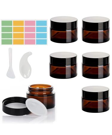 6 pieces of creams 20ml cream cans for filling ointment puts made of brown las with lid and liner cream container container cosmetic glass refillable travel pots.6 pieces 20ml