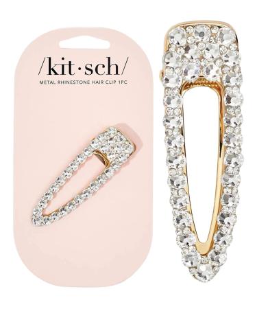 Kitsch Large Rhinestone Hair Clips for Women Elegant Gold Hair Clip Easy to Open Alligator Hair Clips Pretty Metal Hair Clips for Styling Short Hair Cute Hair Clips for All Hair Types 1pc Gold