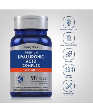 Piping Rock Hyaluronic Acid Supplement | 900mg | 90 Capsules | with MSM and Collagen | Premium Complex Pills | Non-GMO Gluten Free - Buy Online on GoSupps.com