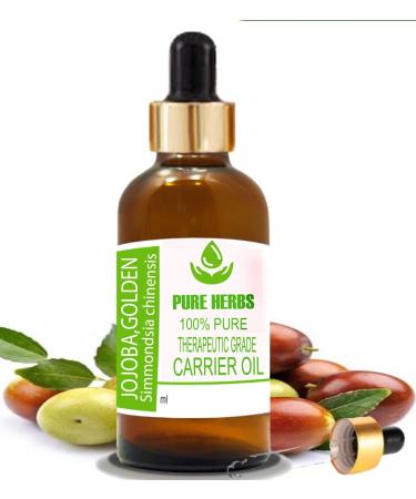 Pure Herbs Jojoba Golden Oil (Simmondsia chinensis) Pure & Natural Therapeutic Grade Carrier Oils with Dropper (30 ml)