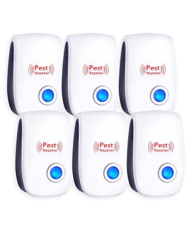 Ultrasonic Pest Repeller, Pest Repellent Ultrasonic Plug in, Mouse Repellent, Spider Repellent for House Indoor, Electronic Pest Control Device for Bugs Spiders Insects Rats Roaches Mouse, 6 Packs Red