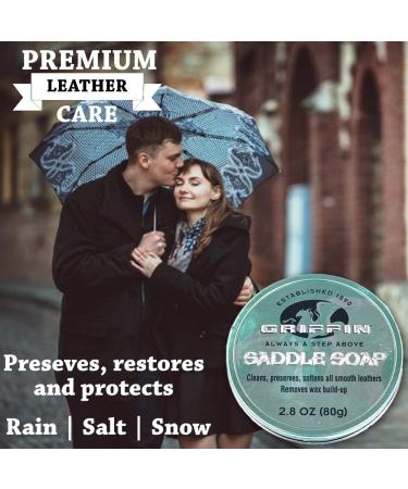 GRIFFIN Saddle Soap - Leather Cleaner, Conditioner & Softener (2.8 oz) - Made in USA | Ideal for Shoes, Boots, Handbags & Leather Goods - Buy Online on GoSupps.com