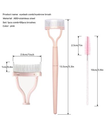 Buy Stainless Steel Eyelash Comb + 50 Disposable Eyelash Brushes - Ezppuu111 (Pink) | International Shipping - Buy Online on GoSupps.com