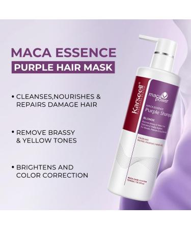 Karseell Purple shampoo 500 ml violet shampoo for blonde bleached and gray hair neutralizes yellow tint repairs hair damage - Buy Online on GoSupps.com