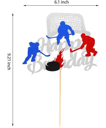 Arthsdite 1Pc Ice Hockey Cake Topper Happy Birthday Sign Sport Cake Decorations Puck Theme for Kids Girl Boy Man Women Birthday Party Supplies - Sliver Glitter Silver - Buy Online on GoSupps.com