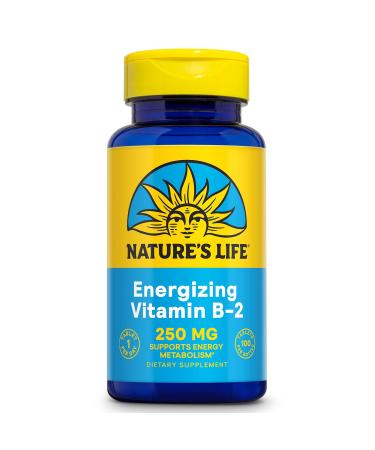 Nature's Life Vitamin B-2 250mg Powerful Support for Healthy Skin & Metabolism Easy-to-Swallow Tablets Non-GMO & Vegetarian 100ct