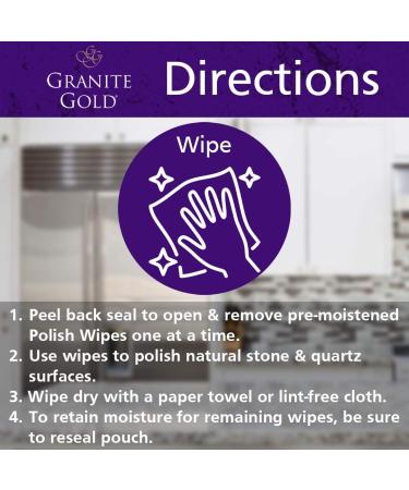 Granite Gold Polish Wipes - Streak-Free Shine for Granite, Quartz, Marble & More - 18 Count - Buy Online on GoSupps.com