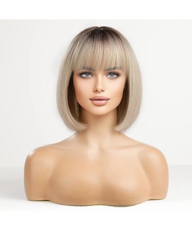 HAIRCUBE Long Straight Bleach Blonde Wig - Synthetic Hair with Fringe for Daily Use or Cosplay - Buy Online on GoSupps.com