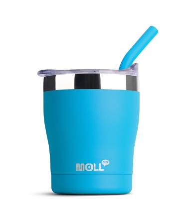 Mollcity Kids Cups with Straws and Lids  9 oz Stainless Steel Insulated Sippy Cup Spill Proof for Kids Tumblers  BPA Free(Sky Blue)