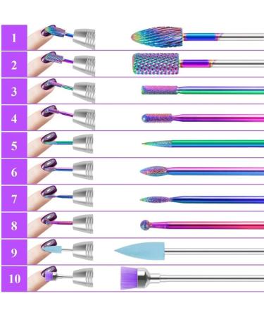 10 Pieces Nail Mill Bits Professional Remove Gel Cuticle Diamond Tungsten Carbide Nail Drill Tools Cuticle Remover Bits Cuticle Manicure Nail Polishing Tools Kit for Manicure Pedicure - Buy Online on GoSupps.com