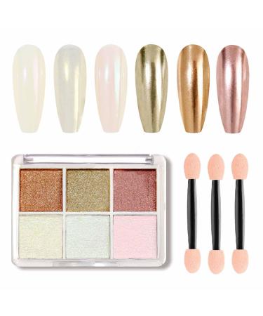 GZMAYUEN Pearl Nail Chrome Powders 6 Colors White Chrome Nail Powder Gold Rosa Mirror Effect Glitter Nail Powder 10 - Buy Online on GoSupps.com