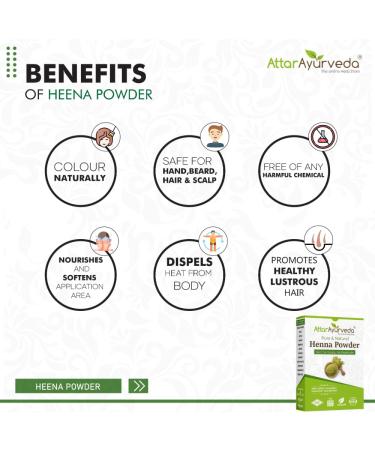 Buy Attar Ayurveda Natural Henna Powder for Hair Color & Growth - 100% Natural No Chemicals 200GM - Reduce Hair Fall - Buy Online on GoSupps.com