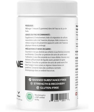 One brand Nutrition Glutamine 100% PURE Powder Vegan (500g) 1.1lb | L-Glutamine | 100 Servings - Buy Online on GoSupps.com