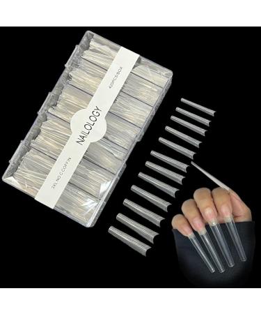 Clear Coffin Nail Tips by Nailology  Extra Long Acrylic No C Curve False Nails  Fake Nail Extension Tips  420 Pieces