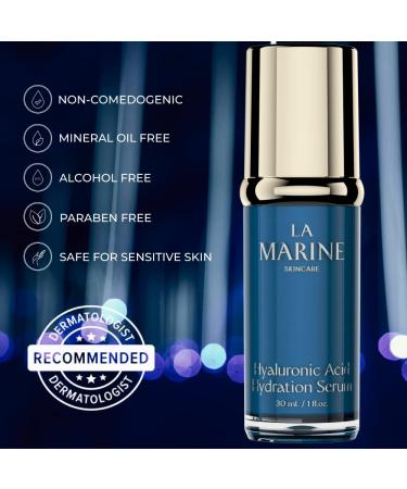 Hyaluronic Acid Serum for Face by LaMarine Skincare - Anti-Aging Hydrating Facial Serum | Fine Lines, Wrinkles, Plump & Repair | Deep Penetrating Moisturizer | 1 fl oz - Buy Online on GoSupps.com