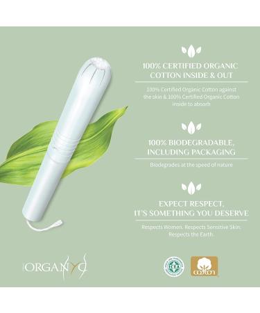 Organyc 100% Certified Organic Cotton Tampons - Regular 16 Count (Pack of 1) | Chlorine & Chemical Free, Cardboard Applicator | Fragrance & Rayon Free - Buy Online on GoSupps.com
