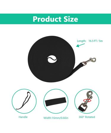 Waterproof Dog Leash 16.5FT Waterproof Long Leash Durable PVC Coated Webbing Waterproof Training Lead Great for Medium Large Dogs Training Swimming Beach/Lake/Snow/Yard(Black) Black 16.5FT(5M) - Buy Online on GoSupps.com