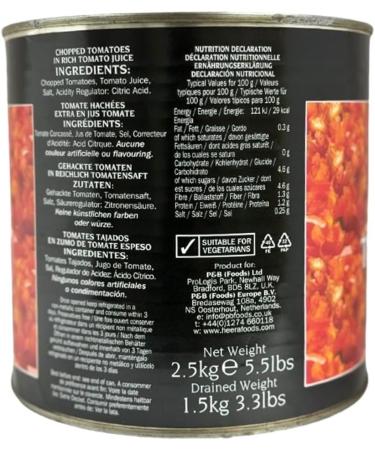 Heera Chopped Tomatoes In Tomato Juice In Tomato Juice No Artificial Colours or Flavouring Suitable For Vegetarians 2.5Kg Pack Of 1 - Buy Online on GoSupps.com