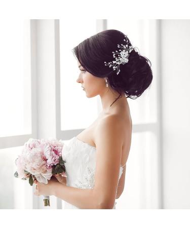 Bridal Flower Side Hair Clips Clysburtuony Pearl Hair Pieces Comb Bridal Headpiece for Brides Hair Comb Wedding Prom Birthday Party Hair Accessories (Style-A) - Buy Online on GoSupps.com